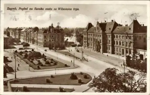 Ak Zagreb Kroatien, Blick auf die Save-Straße vom Wilson-Platz