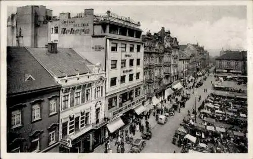 Ak Plzeň Pilsen Stadt, Marktplatz, Marktstände, Passage