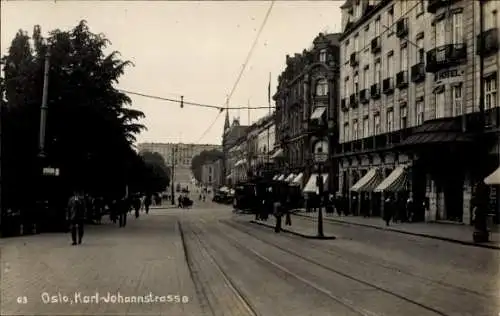 Ak Oslo Norwegen, Karl-Johannstraße, Hotel