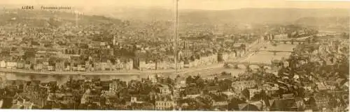 Klapp Ak Liège Wallonien, Panorama der Stadt, Brücke