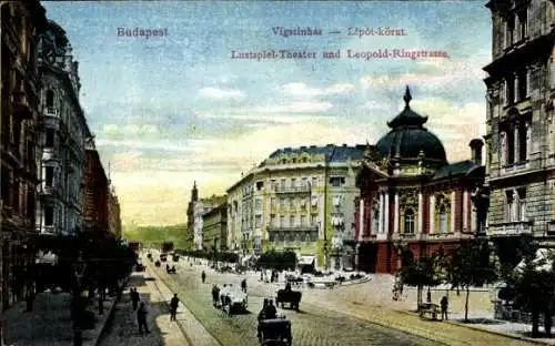 Ak Budapest Ungarn, Lustspiel Theater und Leopold Ringstraße