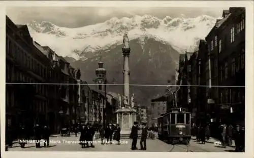 Ak Innsbruck Tirol, Patscherkofel,  Maria Theresienstraße mit Annasäule