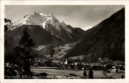 Ak Mayrhofen im Zillertal Tirol, Gesamtansicht, Grünberg