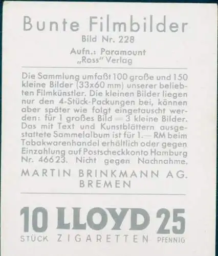 Sammelbild Bunte Filmbilder Bild Nr. 228, Schauspieler Gary Cooper