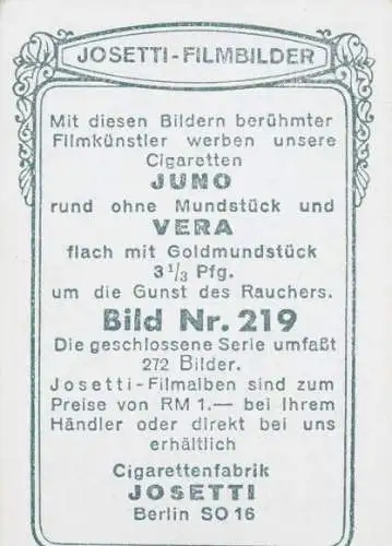 Sammelbild Josetti Filmbilder, Nr. 219, Schauspieler Richard Tauber