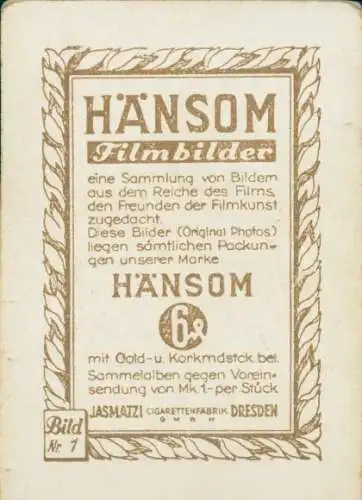 Sammelbild Hänsom Filmbilder, Nr. 1, Schauspieler Charles Chaplin