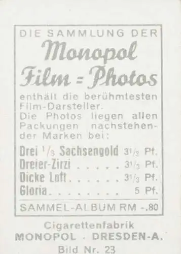 Sammelbild Monopol Film-Photos Nr. 23, Schauspieler Emil Jannings