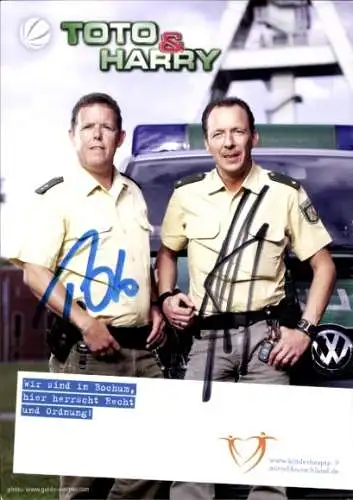 Ak Schauspieler Torsten Toto Heim und Thomas Harry Weinkauf, Portrait, Autogramme