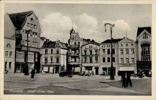 Ak Grudziądz Graudenz Westpreußen, Marktplatz, Geschäfte, Konditorei