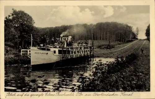 Ak Buczyniec Buchwalde Ostpreußen, geneigte Ebene am Oberländischen Kanal, Schiff Oberland