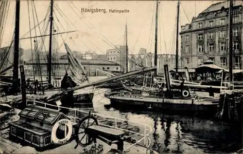 Ak Kaliningrad Königsberg Ostpreußen, Hafen, Dampfer, Rettungsring