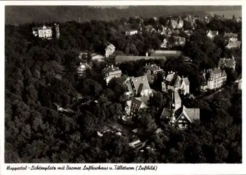 Ak Wuppertal in Nordrhein Westfalen, Fliegeraufnahme, Lichtenplatz mit Baemer Luftkurhaus, Tölleturm