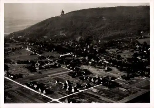 Ak Porta Westfalica an der Weser, Fliegeraufnahme, Kaiser Wilhelm-Denkmal und Barkhausen