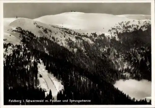 Ak Feldberg im Schwarzwald, Fliegeraufnahme, Feldsee und Sprungschanze