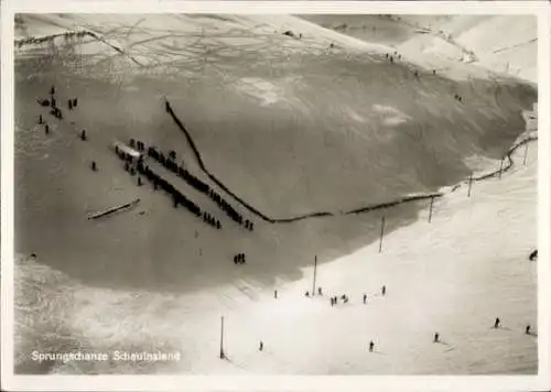 Postkarte Freiburg im Breisgau, Schauinsland, Luftaufnahmen, Skisprungschanze, Winter