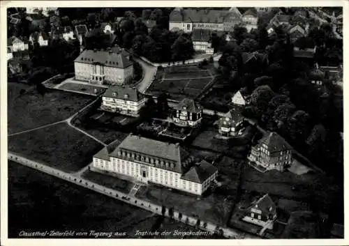 Ak Clausthal Zellerfeld im Oberharz, Ansicht der Bergakademie, Luftaufnahme