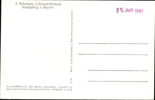 Ak Königsberg in Bayern Unterfranken, Fliegeraufnahme