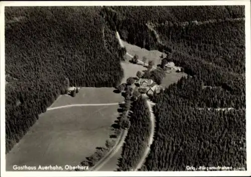 Ak Clausthal Zellerfeld Oberharz, Berggasthaus zum Auerhahn, Fliegeraufnahme