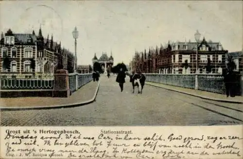 Ak 's Hertogenbosch Noord-Brabant Nederland, Stationsstraat