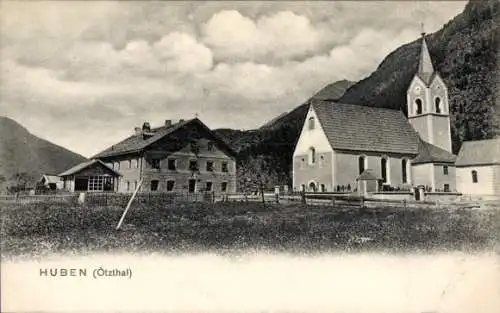 Ak Huben Längenfeld im Ötztal Tirol, Kirche, Haus