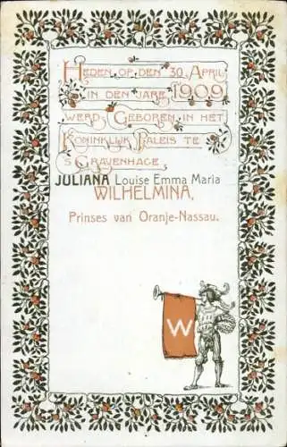 Ak Juliana Louise Emma Maria Wilhelmina, Prinses van Oranje-Nassau