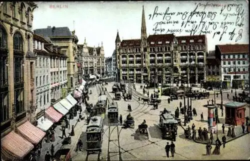 Ak Berlin Mitte, Spittelmarkt, Straßenbahnen