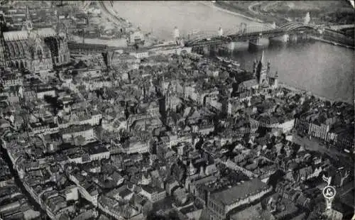 Ak Köln am Rhein, Fliegeraufnahme aus dem Ballon