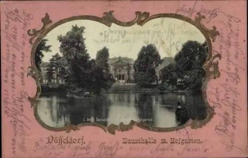 Präge Passepartout Ak Düsseldorf am Rhein, Kunsthalle, Hofgarten