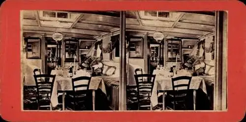 Stereo Foto Ägypten, Inneres eines Dampfbootes auf dem Nil