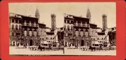 Stereo Foto Firenze Florenz Toscana, Place de la Signoria