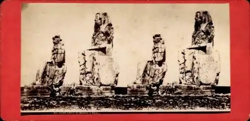 Stereo Foto Thèbes Egypte, Grand colosse de Memnon
