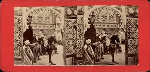 Stereo Foto Maghreb, Araber zu Pferde, Arabische Tracht