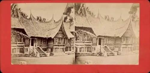 Stereo Foto Sumatra Indonesien, Haus des Häuptlings