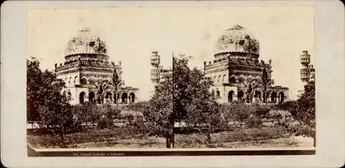 Stereo Foto Golkonda Gōlkoṇḍa Golconda Golkanda Indien, Pagoda