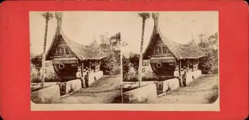 Stereo Foto Sumatra Indonesien, Taboe, Polizei-Wachthaus