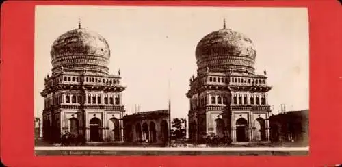 Stereo Foto Golkonda Gōlkoṇḍa Golconda Golkanda Indien, Grabmal von Goulab