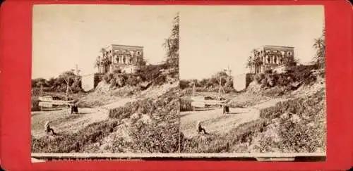 Stereo Foto Ägypten, Hypäthraltempel, Ruinen