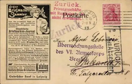 Ak Leipzig in Sachsen, Briefmarken Journal, Gebrüder Senf