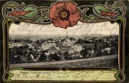 Passepartout Ak Pegnitz in Oberfranken, Gesamtansicht