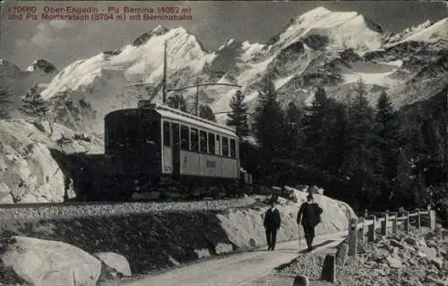 Ak Pontresina Kanton Graubünden Schweiz, Morteratsch Gletscher, Piz Bernina, Berninabahn