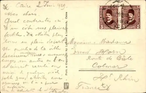 Ak Cairo Kairo Ägypten, The Excavated Sphinx, Pyramids