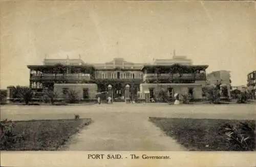 Ak Port Said Ägypten, Vorderseite einer Postkarte mit einem Bild des Gouverneurs von Port Said.