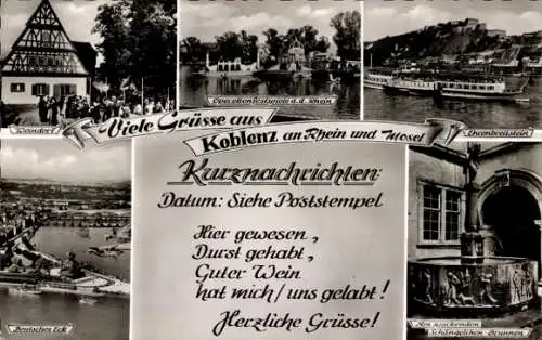 Ak Koblenz am Rhein, Weindorf, Deutsches Eck, Operettenfestspiele a.d. Rhein, Ehrenbreitstein