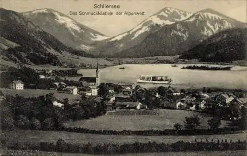 Ak Schliersee in Oberbayern, das Schmuckkästlein der Alpenwelt. - B. Lehrburger, Nürnberg