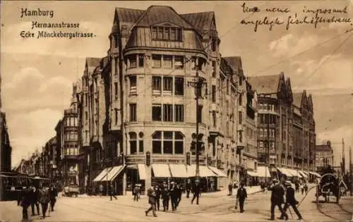 Ak Hamburg Mitte Altstadt, Hermannstraße Ecke Mönckebergstraße