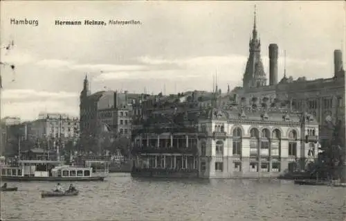 Ak Hamburg Mitte Neustadt, Alsterpavillon, Teilansicht, Hermann Heinze