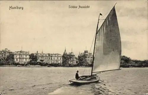 Ak Hamburg Mitte Altstadt, Teilansicht, Segelboot