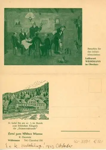 Ak Wildemann Clausthal Zellerfeld im Oberharz, Männerrunde in Wirtschaft, Hotel zum Wilden Manne