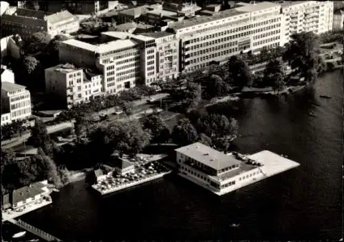 Ak Hamburg Mitte St. Georg, Gurlittinsel, Inselcafe, Luftaufnahme