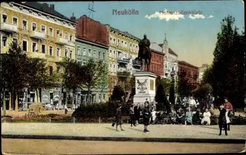 Ak Berlin Neukölln, Hohenzollernplatz, Standbild von Kaiser Wilhelm I.